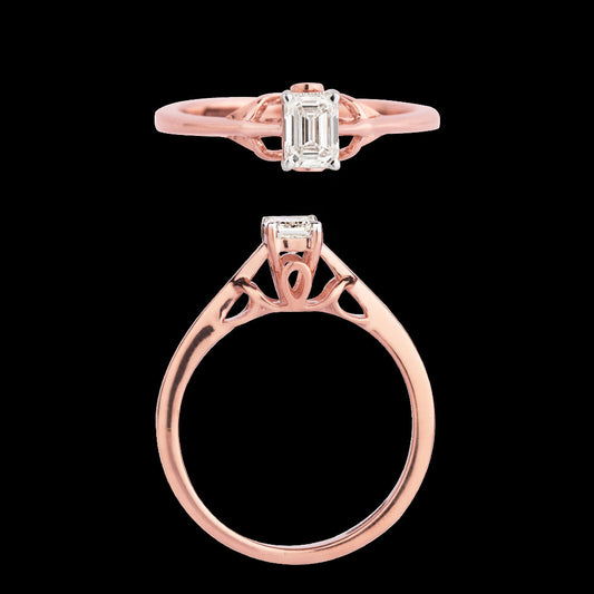 18K Rose Gold Diamond Ring - 0.418ct VVS-IJ
