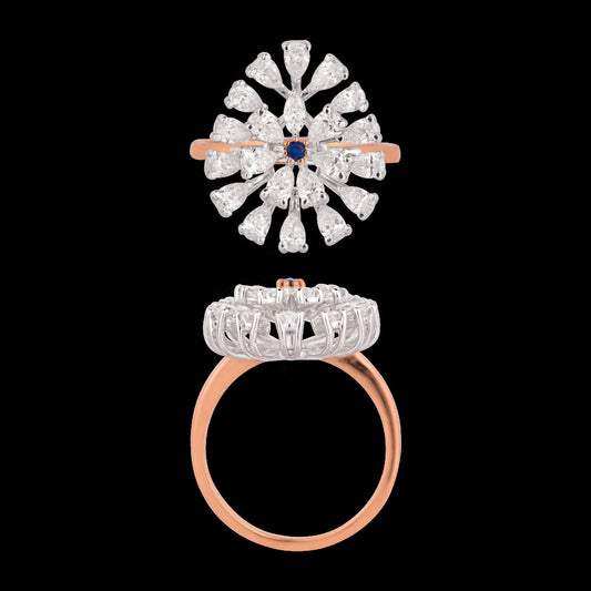 18K Rose Gold Diamond Ring - 1.56ct VVS-VS-EF with Colour Stones