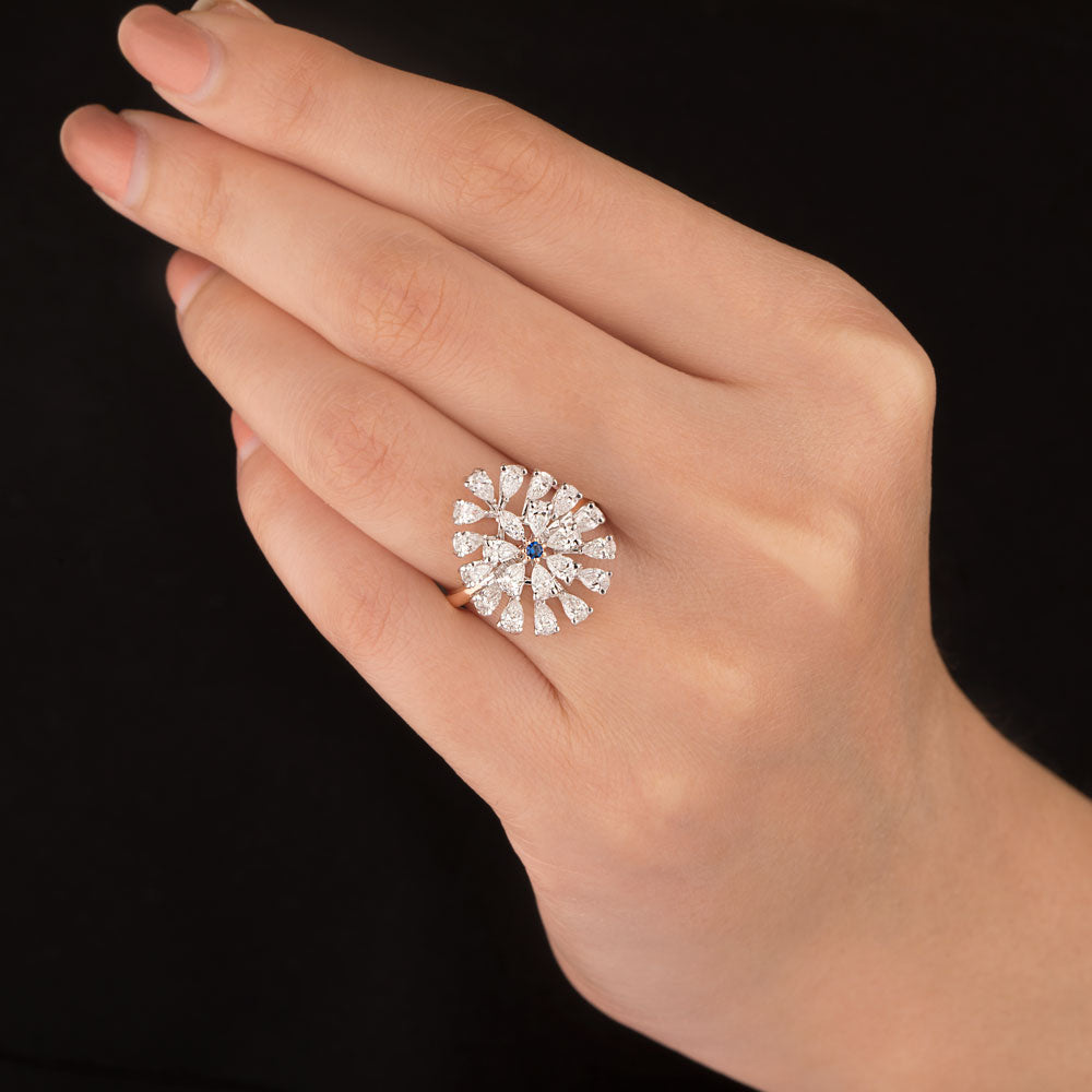 18K Rose Gold Diamond Ring - 1.56ct VVS-VS-EF with Colour Stones