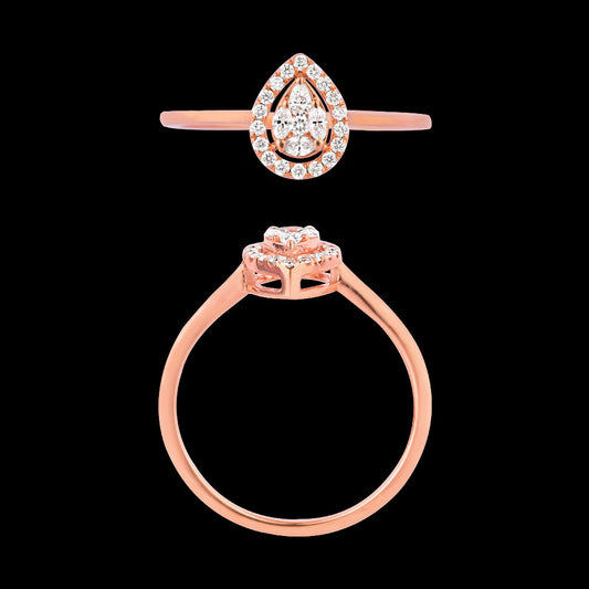 18K Rose Gold Diamond Ring - 0.204ct VVS-VS-EF