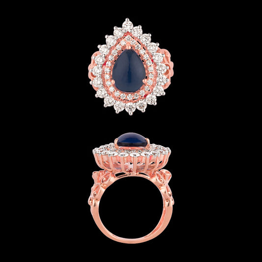 18K Rose Gold Diamond Ring - 1.565ct VVS-VS-HI with Colour Stones