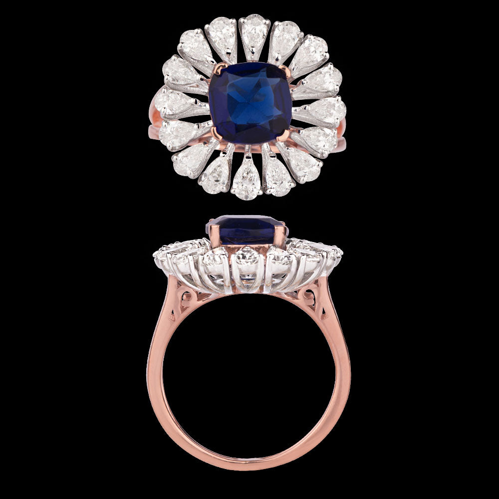 18K Rose Gold Diamond Ring - 1.44ct VS-SI-FG with Colour Stones