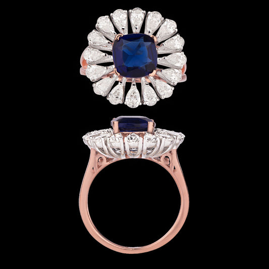 18K Rose Gold Diamond Ring - 1.44ct VS-SI-FG with Colour Stones