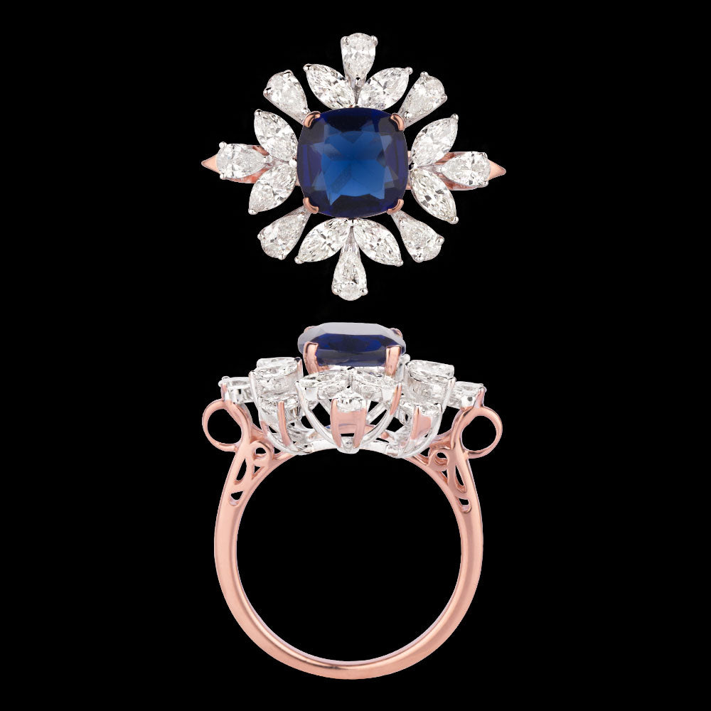 18K Rose Gold Diamond Ring - 1.521ct VS-SI-GH with Colour Stones