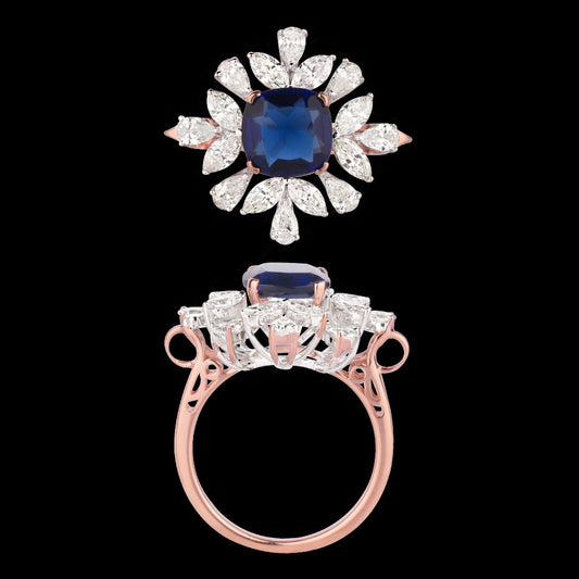 18K Rose Gold Diamond Ring - 1.521ct VS-SI-GH with Colour Stones