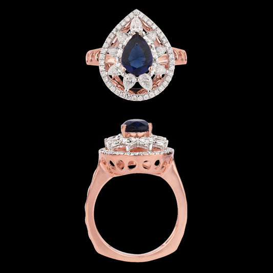 18K Rose Gold Diamond Ring - 0.868ct VS-SI-FG with Colour Stones