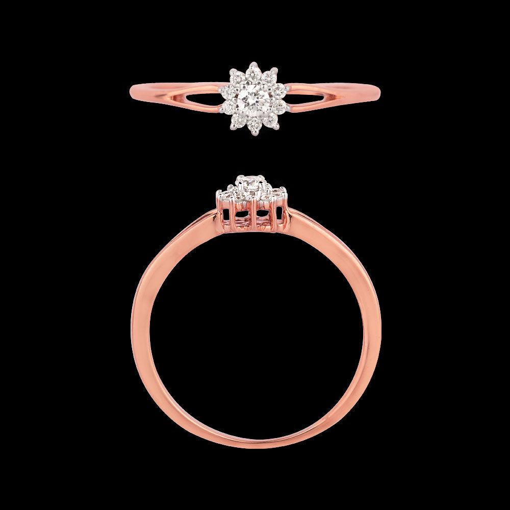 18K Rose Gold Diamond Ring - 0.116ct VVS-VS-HI