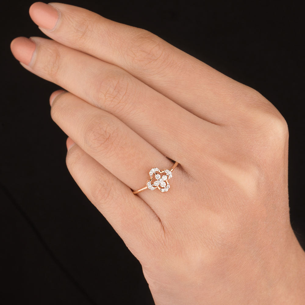 18K Rose Gold Diamond Ring - 0.155ct VVS-VS-HI