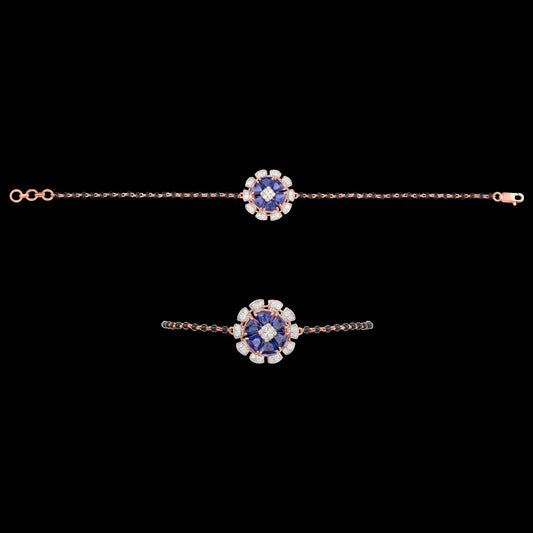 18K Rose Gold Diamond Jewellery - 0.677ct VVS-VS-HI with Colour Stones