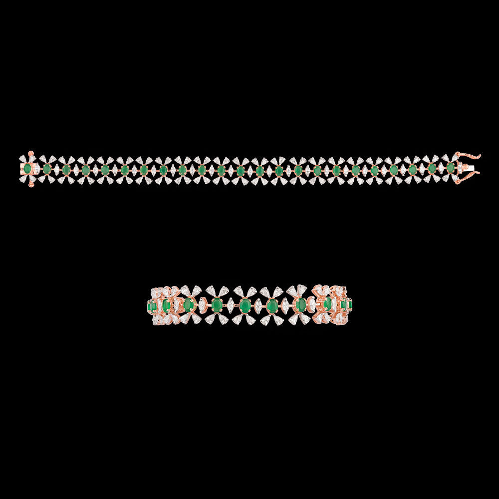 18K Rose Gold Diamond Bracelet - 3.612ct VVS-EF with Colour Stones