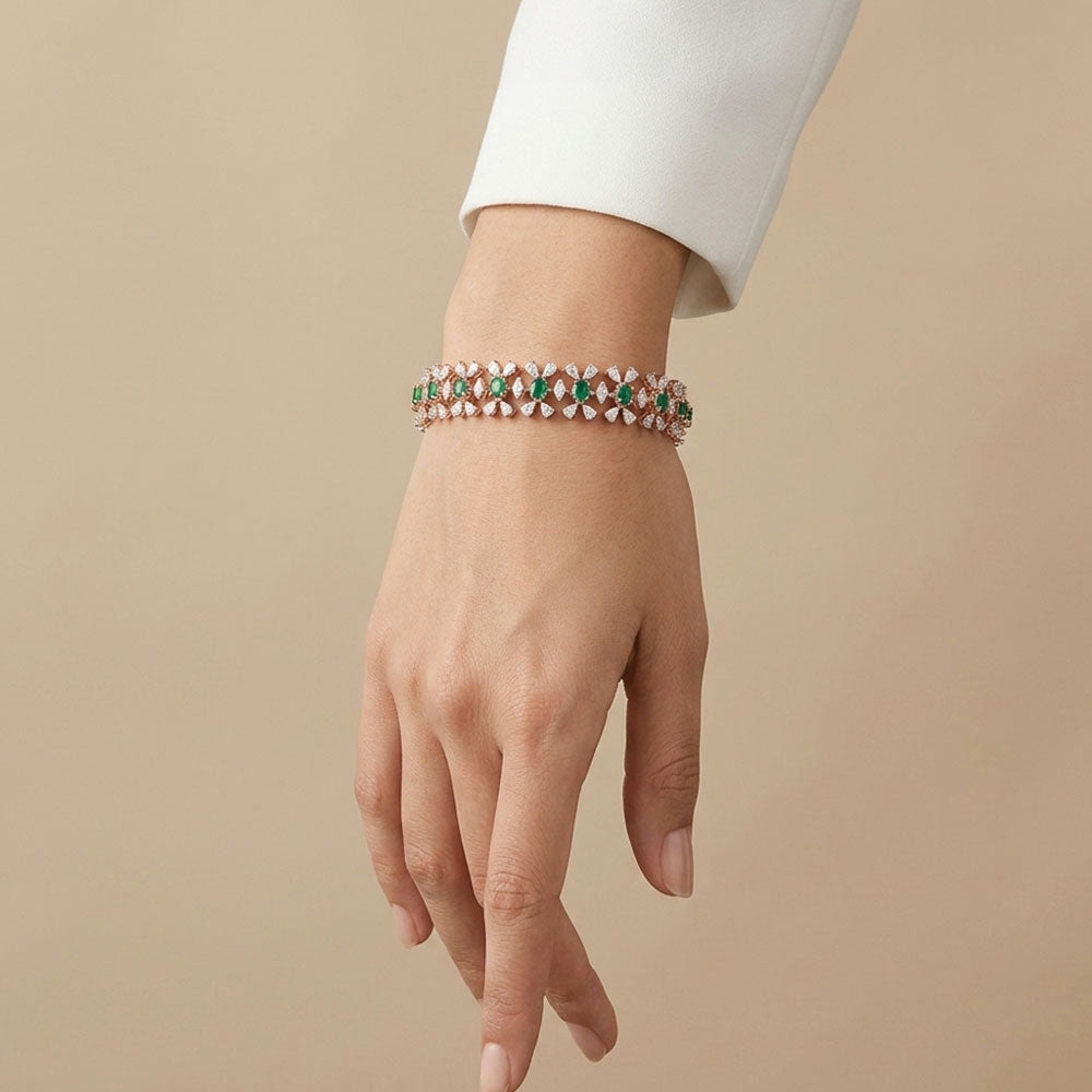 18K Rose Gold Diamond Bracelet - 3.612ct VVS-EF with Colour Stones