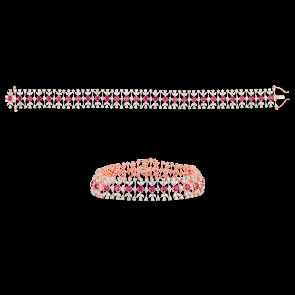 18K Rose Gold Diamond Bracelet - 6.783ct VVS-EF with Colour Stones