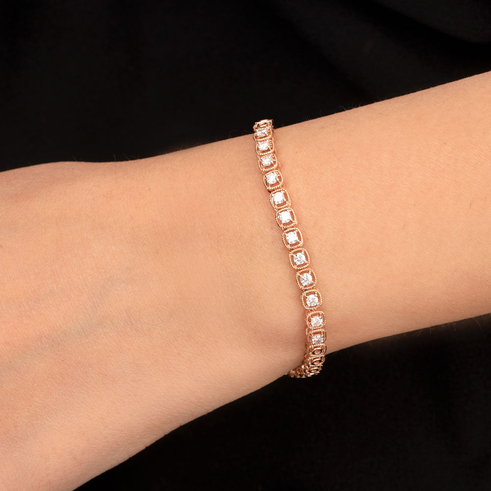 18K Rose Gold Diamond Bracelet - 0.596ct VVS-VS-HI