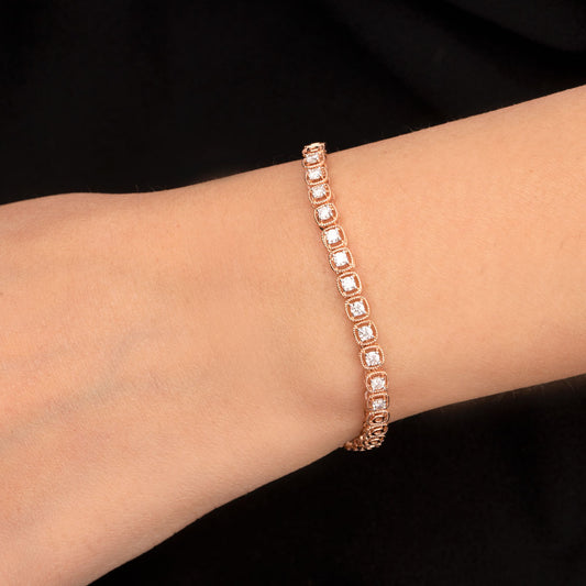 18K Rose Gold Diamond Bracelet - 0.596ct VVS-VS-HI