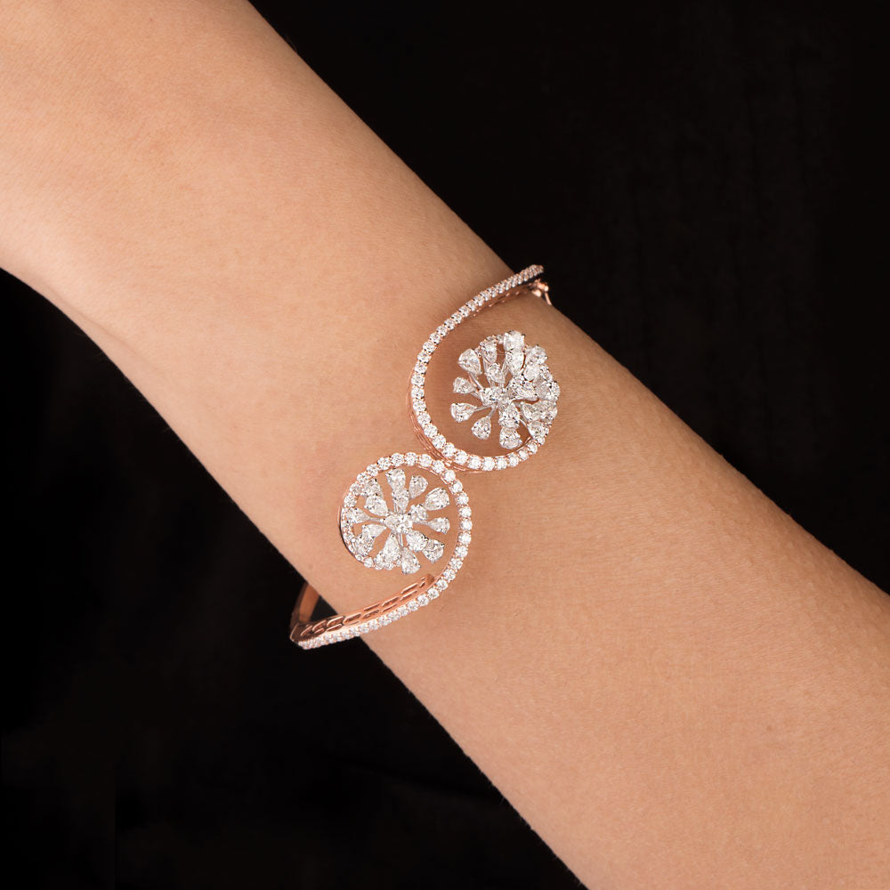 18K Rose Gold Diamond Kada - 4.297ct VVS-VS-FG
