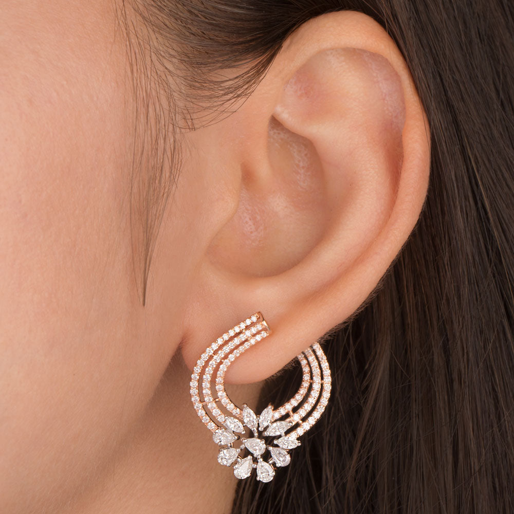 18K Rose Gold Diamond Earrings - 2.244ct VS-SI-EF