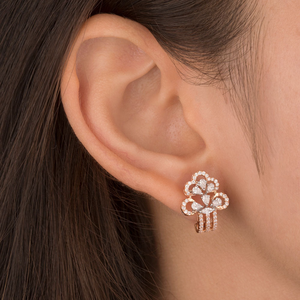 18K Rose Gold Diamond Earrings - 0.879ct VVS-VS-EF