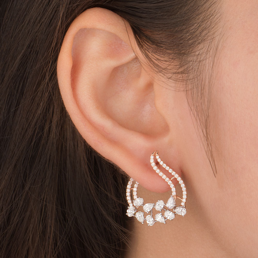 18K Rose Gold Diamond Earrings - 2.349ct VVS-VS-EF