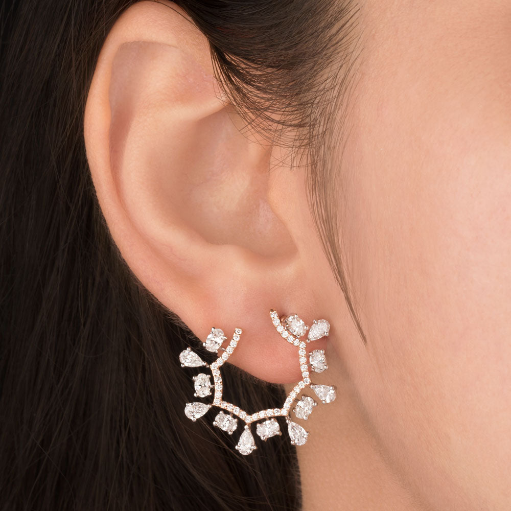 18K Rose Gold Diamond Earrings - 2.608ct VVS-VS-EF