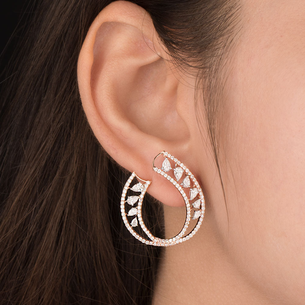 18K Rose Gold Diamond Earrings - 2.203ct VS-SI-EF