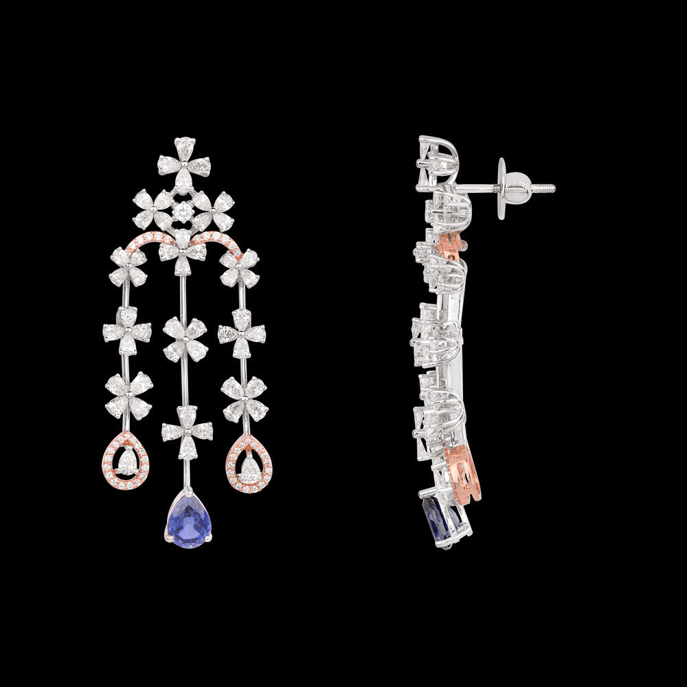 18K Rose Gold Diamond Jewellery - 5.872ct VVS-VS-EF with Colour Stones