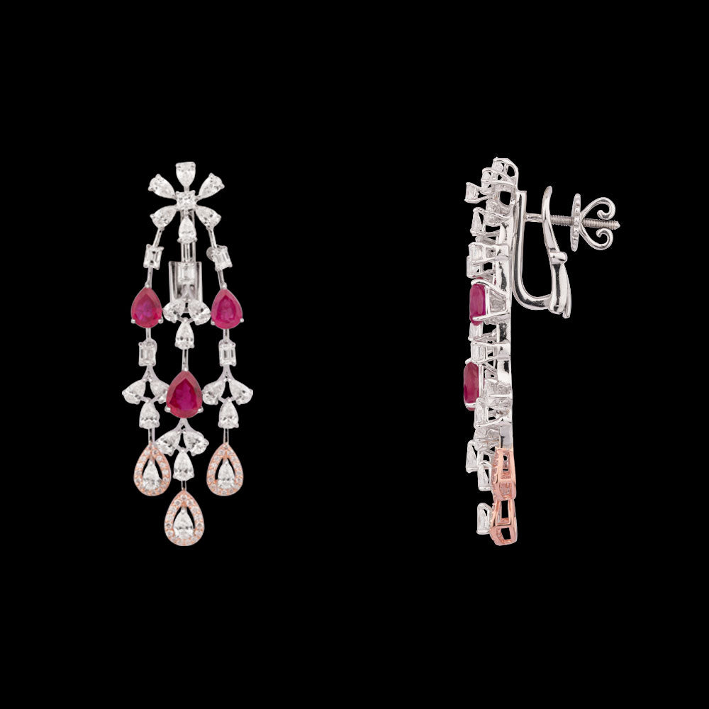 18K Rose Gold Diamond Jewellery - 5.227ct VVS-VS-EF with Colour Stones