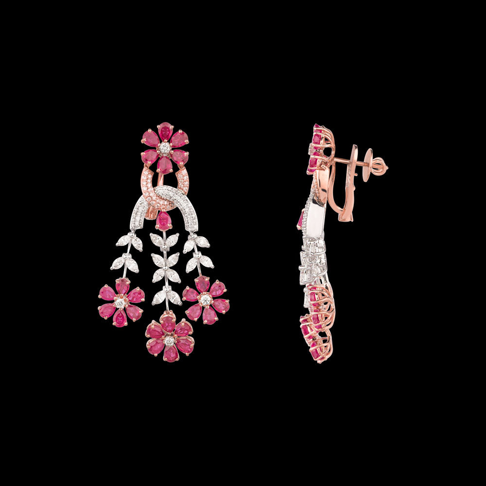 18K Rose Gold Diamond Jewellery - 4.05ct VVS-VS-HI with Colour Stones