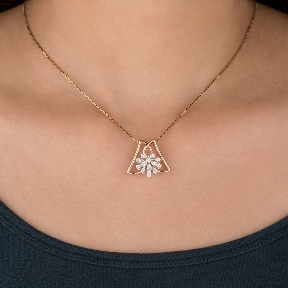 18K Rose Gold Diamond Pendant - 0.88ct VS-SI-EF