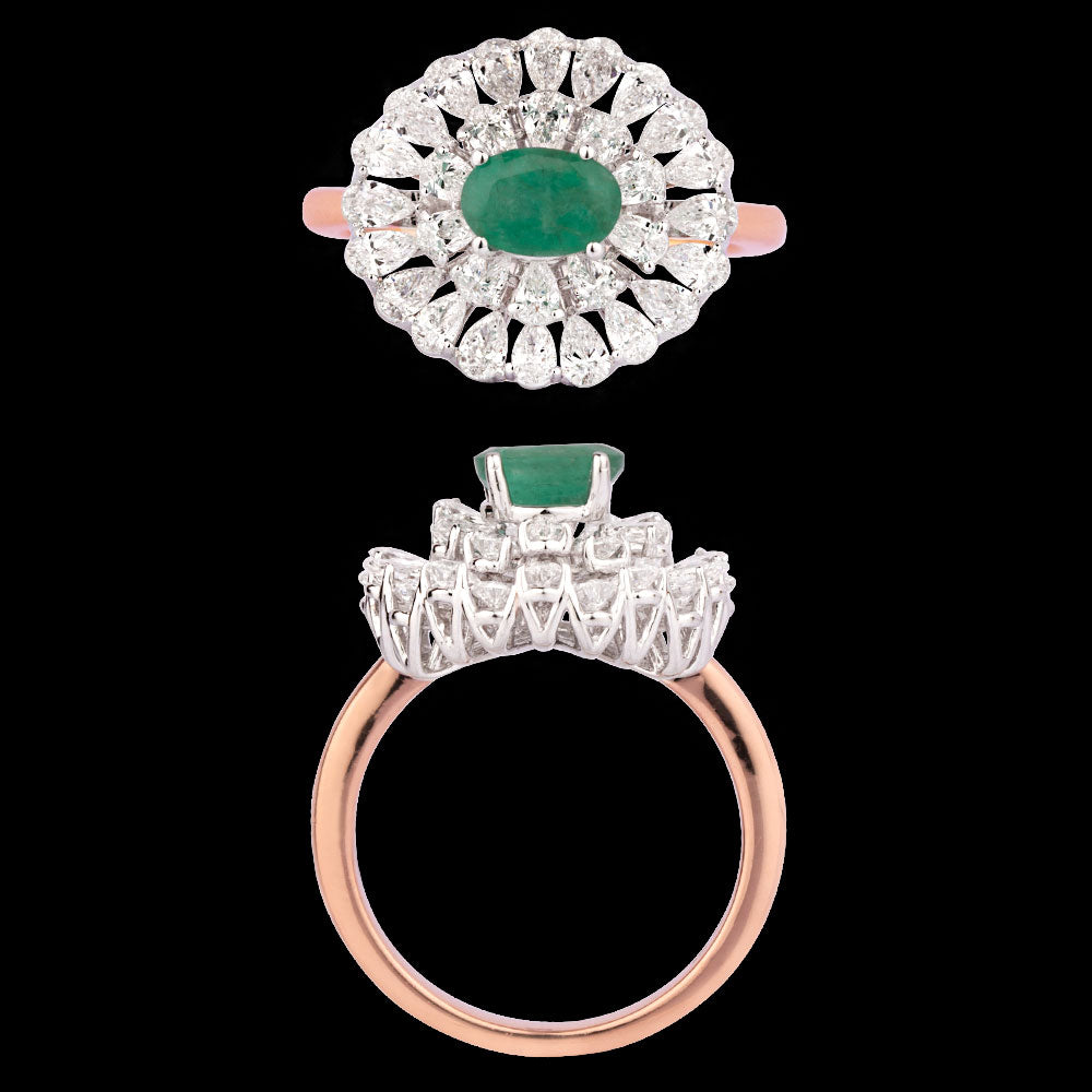 18K Rose Gold Diamond Ring - 1.27ct VVS-VS-EF with Colour Stones