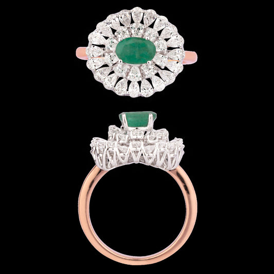18K Rose Gold Diamond Ring - 1.27ct VVS-VS-EF with Colour Stones