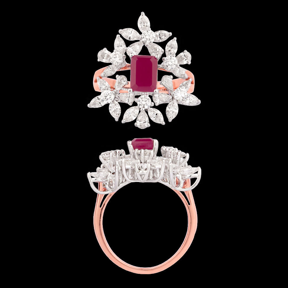 18K Rose Gold Diamond Ring - 2.116ct VVS-VS-HI with Colour Stones