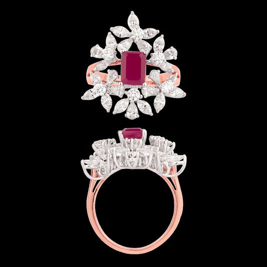 18K Rose Gold Diamond Ring - 2.116ct VVS-VS-HI with Colour Stones