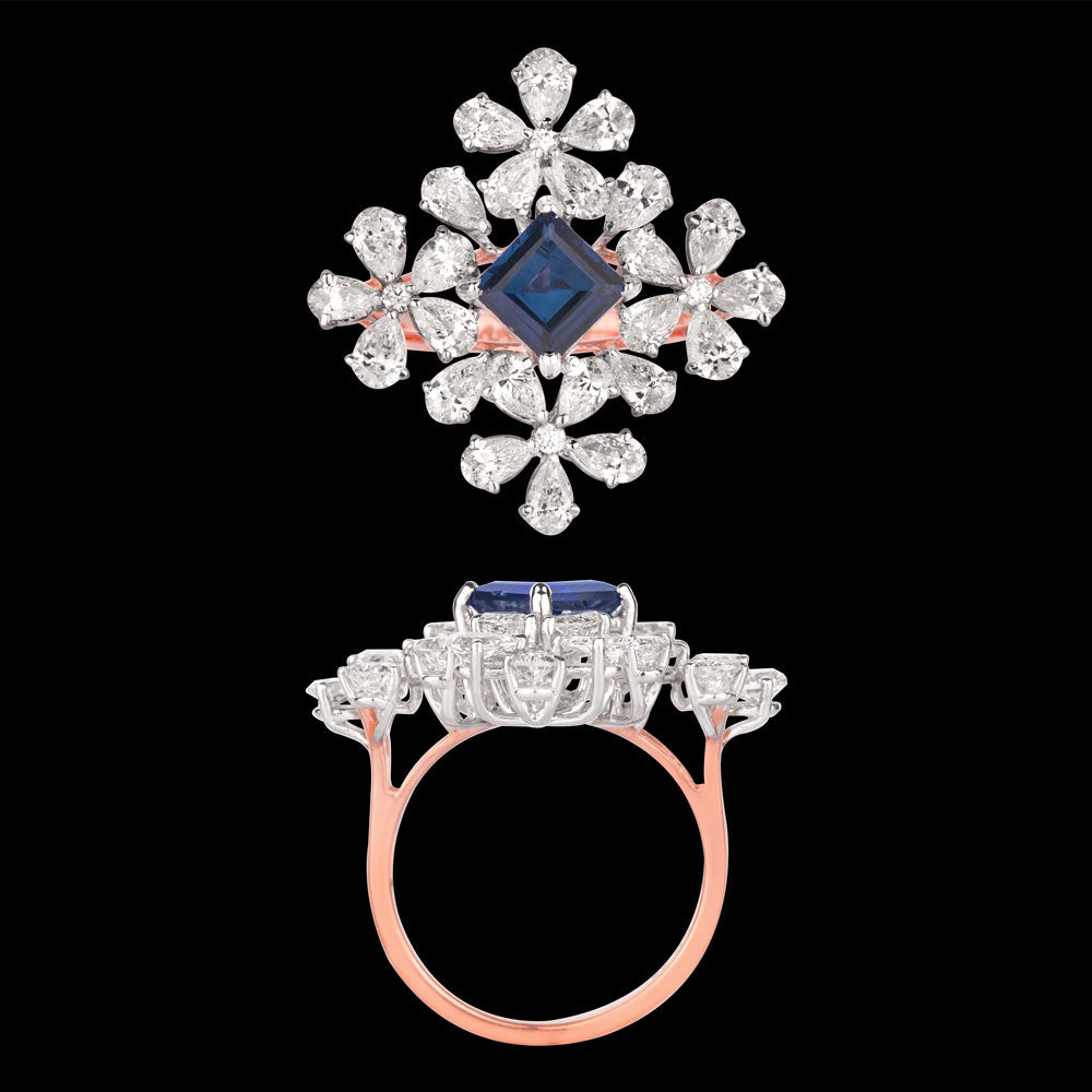 18K Rose Gold Diamond Ring - 2.726ct VS-SI-HI with Colour Stones