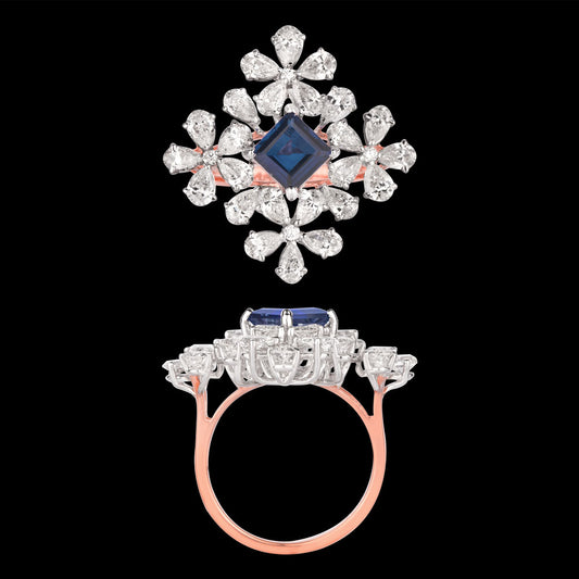18K Rose Gold Diamond Ring - 2.726ct VS-SI-HI with Colour Stones