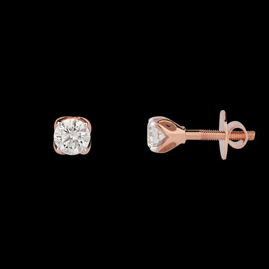 18K Rose Gold Diamond Earrings - 0.48ct VVS-VS-IJ