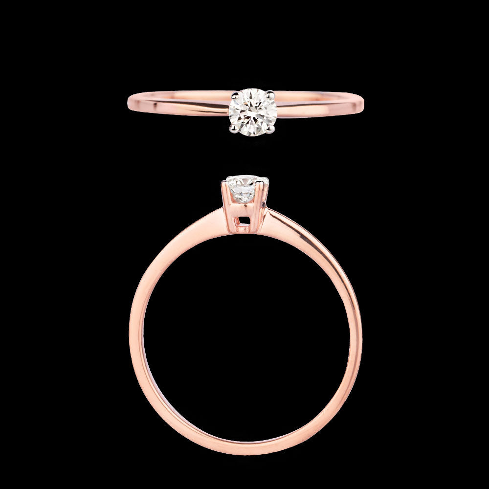 18K Rose Gold Diamond Ring - 0.145ct VVS-HI