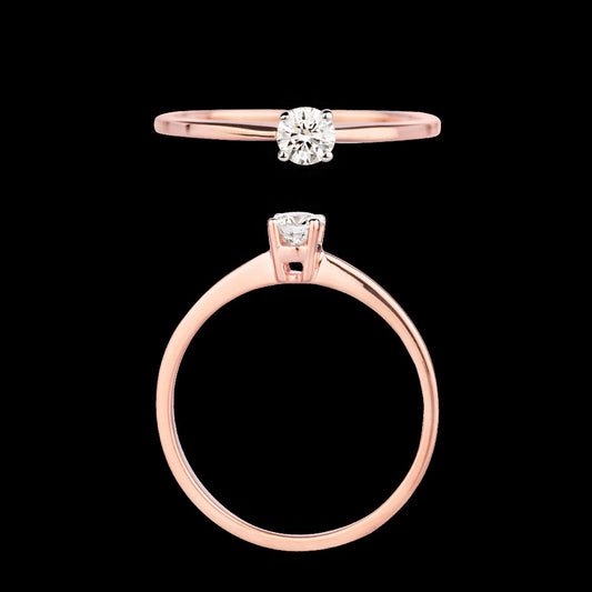 18K Rose Gold Diamond Ring - 0.145ct VVS-HI