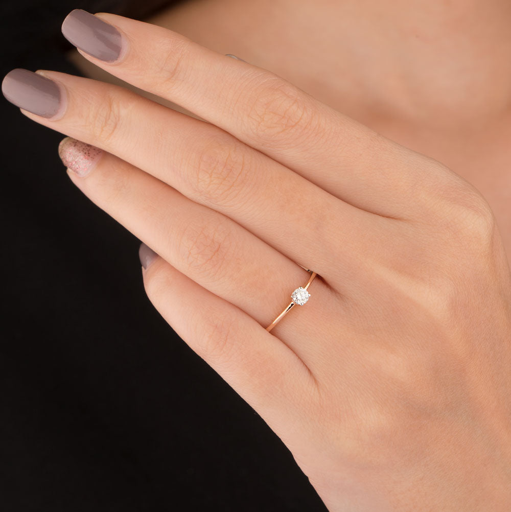 18K Rose Gold Diamond Ring - 0.145ct VVS-HI