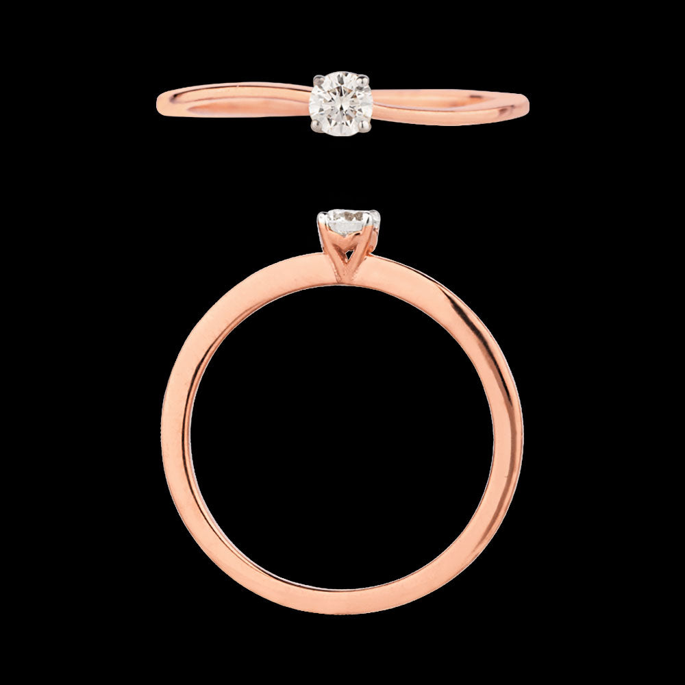18K Rose Gold Diamond Ring - 0.135ct VS-GH