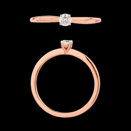 18K Rose Gold Diamond Ring - 0.135ct VS-GH