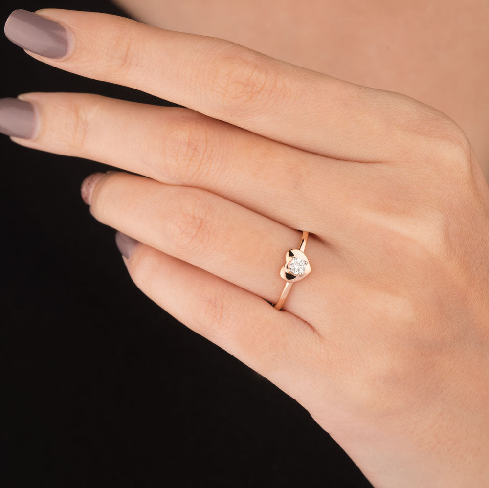 18K Rose Gold Diamond Ring - 0.131ct VVS-HI