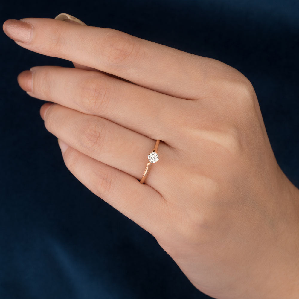 18K Rose Gold Diamond Ring - 0.198ct VVS-IJ