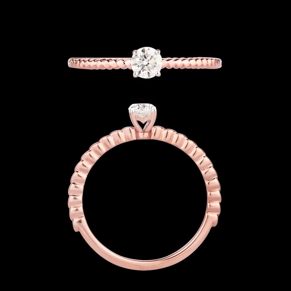 18K Rose Gold Diamond Ring - 0.25ct VS-IJ