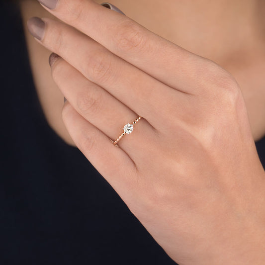 18K Rose Gold Diamond Ring - 0.25ct VS-IJ