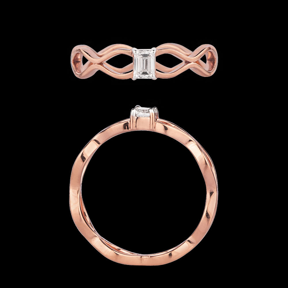 18K Rose Gold Diamond Ring - 0.18ct VS-EF