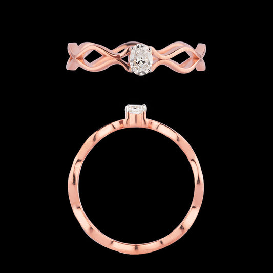 18K Rose Gold Diamond Ring - 0.184ct SI-GH