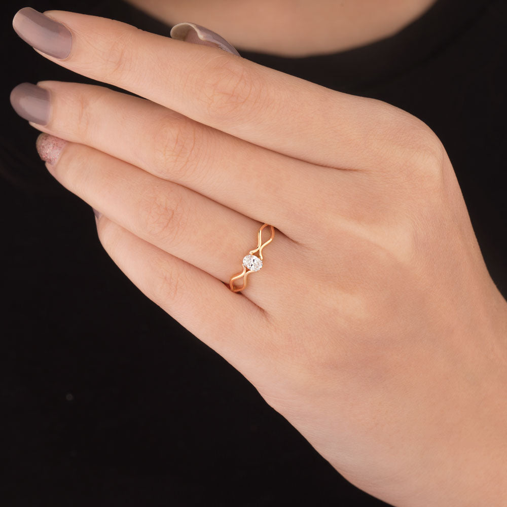 18K Rose Gold Diamond Ring - 0.184ct SI-GH