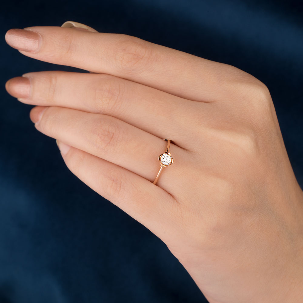 18K Rose Gold Diamond Ring - 0.215ct VS-IJ