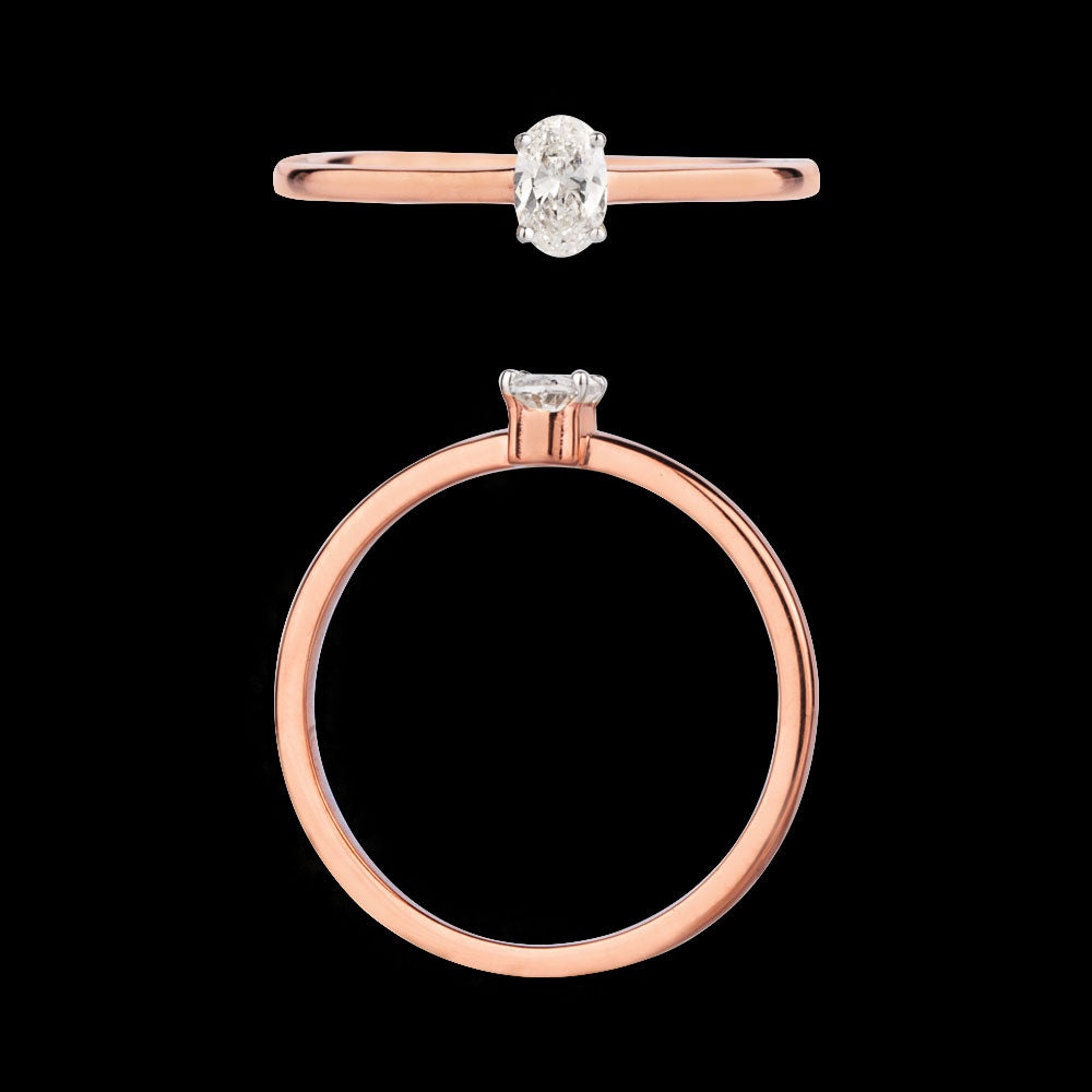 18K Rose Gold Diamond Ring - 0.186ct VS-HI
