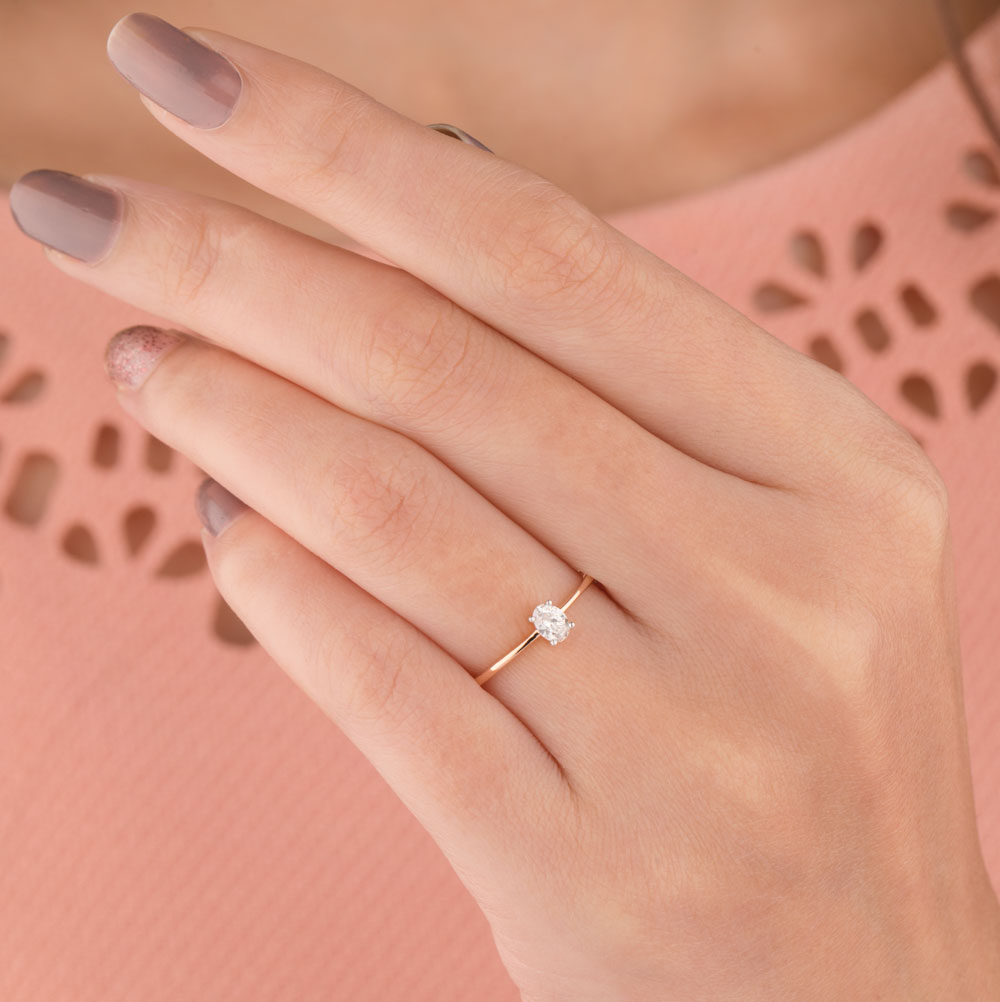 18K Rose Gold Diamond Ring - 0.186ct VS-HI